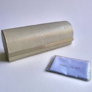 Jimmy Choo Nude Snakeprint Sunglasses Case W/ Magnetic Closure
